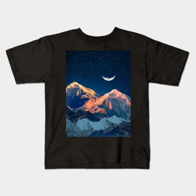 Half Moon Mountains Kids T-Shirt by leafandpetaldesign